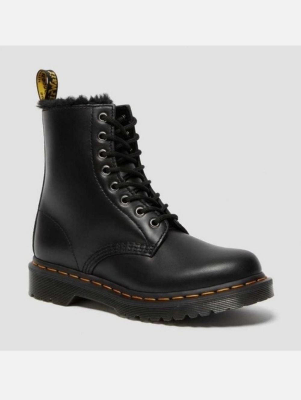 Dr Martens Serena Faux Fur Lace-up Leather Boots Size 9